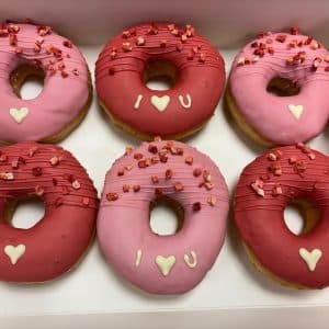Valentinstag Donutbox Erdbeerstreusel